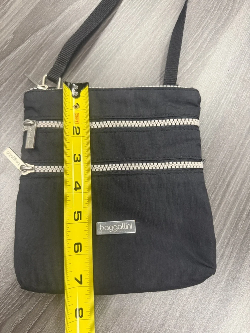 Baggallini Triple Zip Crossbody Bag Black Nylon Travel Organizer